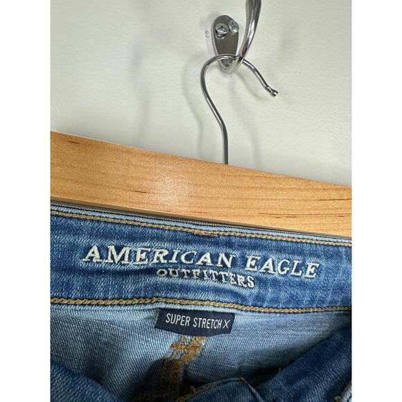 American Eagle Super Stretch X Hi-Rise Blue Denim Jeggings Women's Size 0 Long - Picture 6 of 9